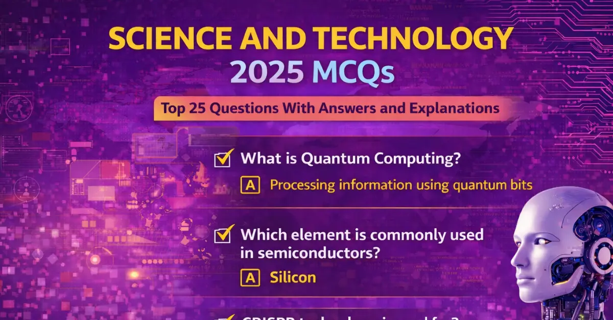 Science and Technology 2025 MCQs. Top 25 Questions With Answers and Explanations