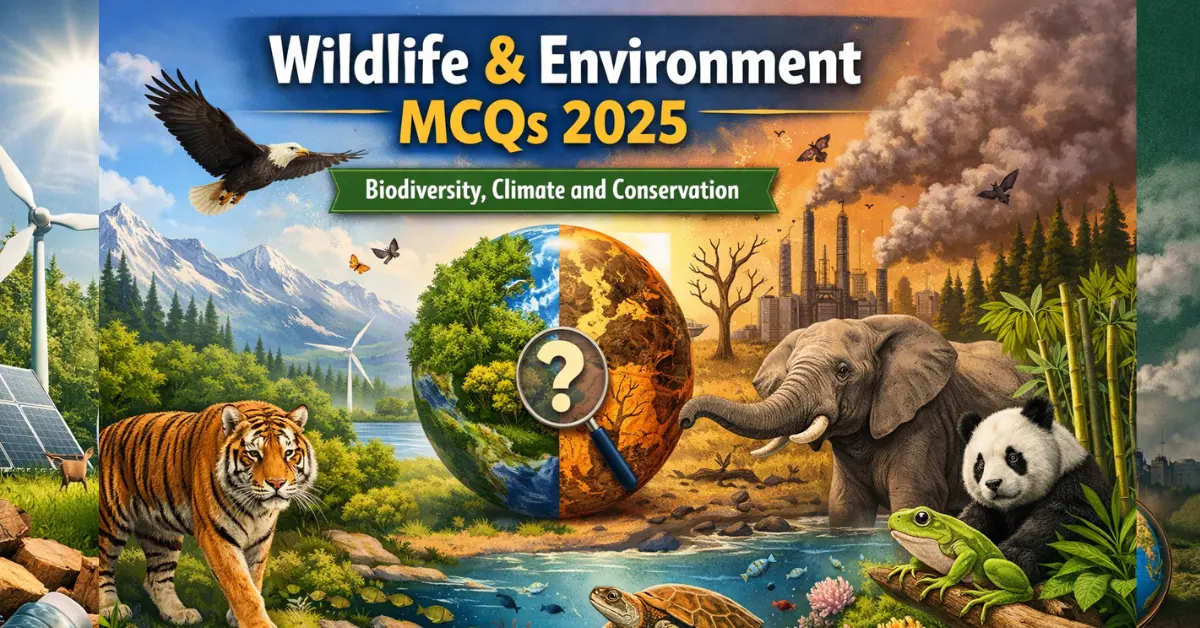 Wildlife and Environment MCQs 2025, Biodiversity, Climate and Conservation